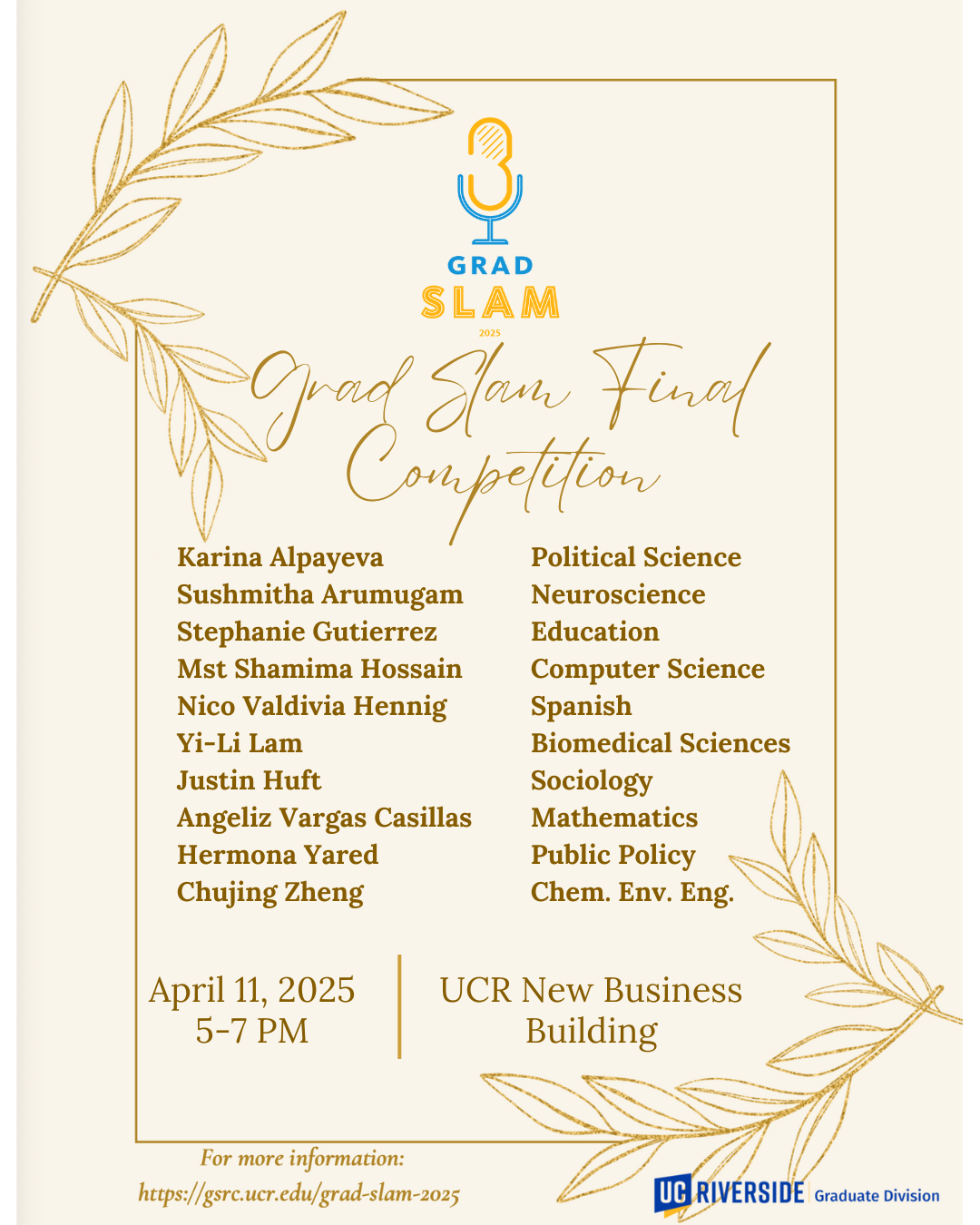 Grad Slam 2025 Final Contestants