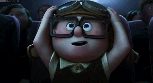 a character from UP puts goggles on and gives a thumbs up