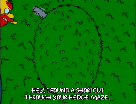 Bart cutting a bush 