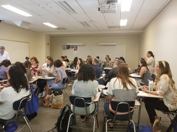 A classroom full of students 