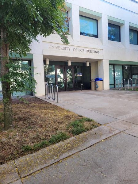 A view of the entrance to University Office Building