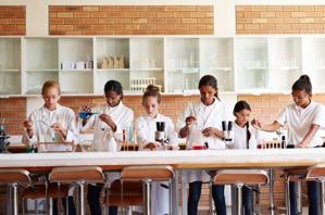 Students working on an experiment 