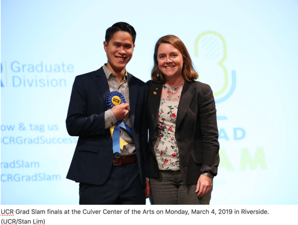 UCR Grad Slam finals at the Culver Center of the Arts on Monday, March 4, 2019 in Riverside. (UCR/Stan Lim)