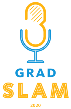 Image of a stylized microphone labeled Grad Slam 2020